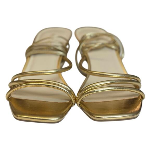 NWOT Nine West Gold Ankle Tie Strappy Heels - 9.5 - Picture 3 of 7